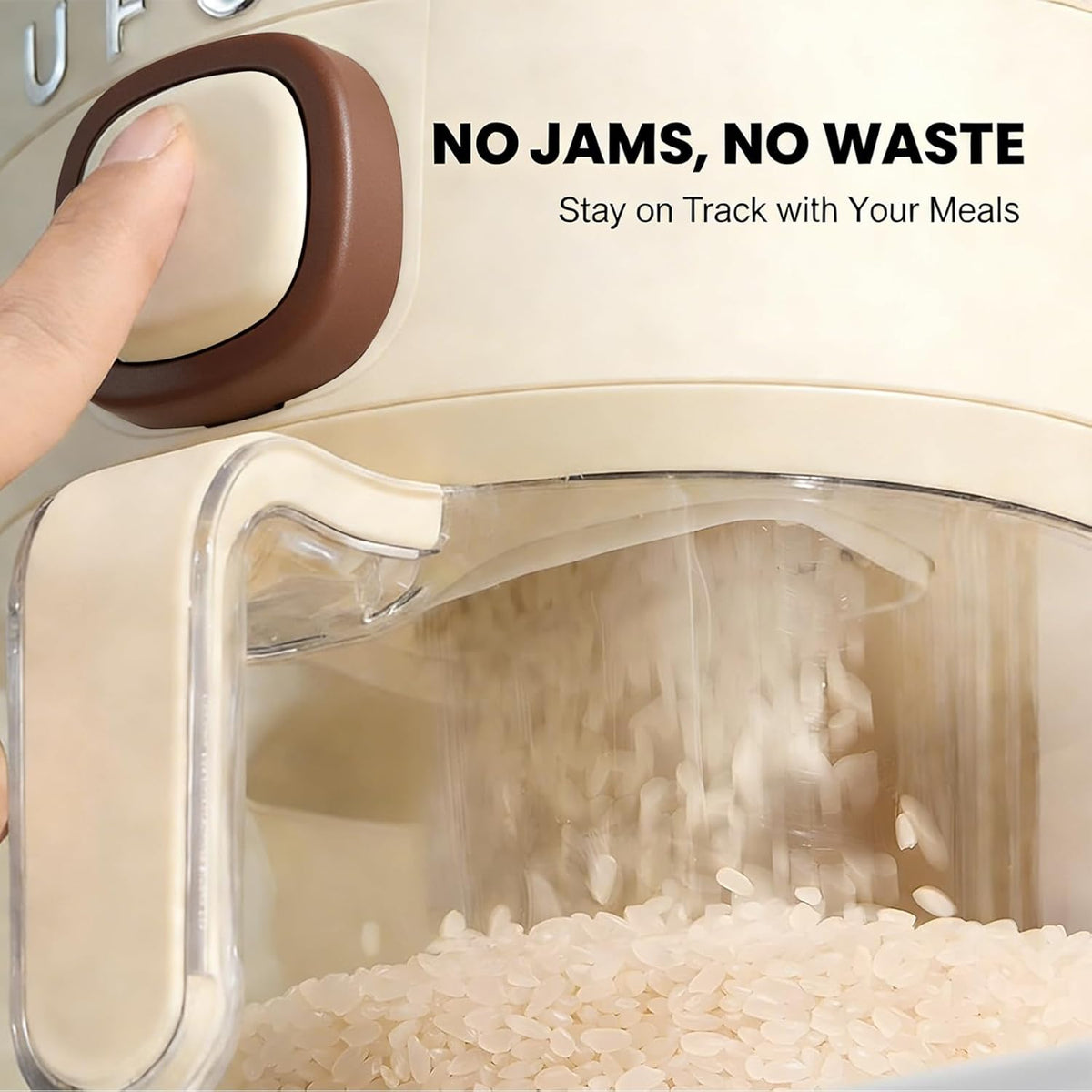UFORU Rice Dispenser, Rice Storage Container with Measuring Cup for Kitchen Pantry Household, Cereal Dry Food Storage Containers Airtight, Sealed Moisture Proof (Brown 11 Lbs)