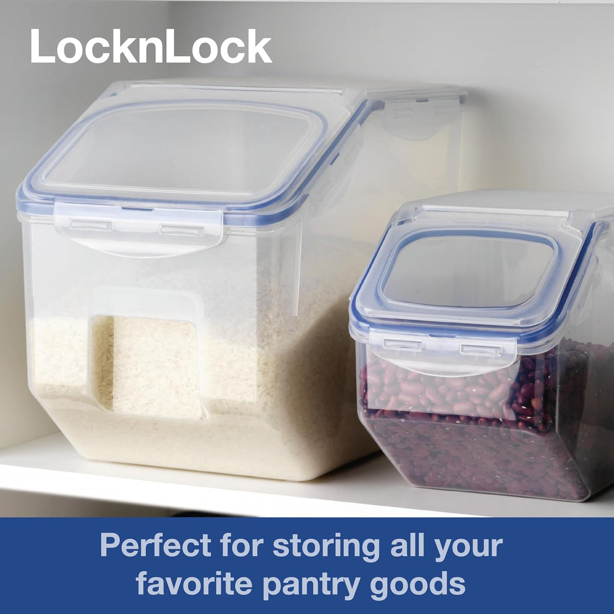 LOCK & LOCK Easy Essentials Food lids (flip-top) / Pantry Storage/Airtight containers, BPA Free, top-16.5 Cup-for Cereal, Clear