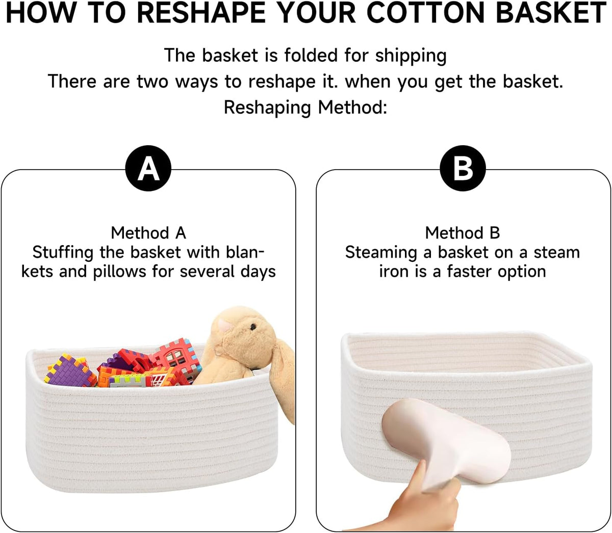 MiniArk Small Storage Baskets for Organizing | Closet Organizer Bins | Shelf Toy Basket | Woven Rope Baskets | Cube Decorative Box | Shallow Basket | L11.5xW7.5xH4.7| Brown