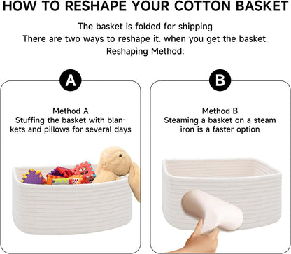 MiniArk Small Storage Baskets for Organizing | Closet Organizer Bins | Shelf Toy Basket | Woven Rope Baskets | Cube Decorative Box | Shallow Basket | L11.5xW7.5xH4.7| Brown