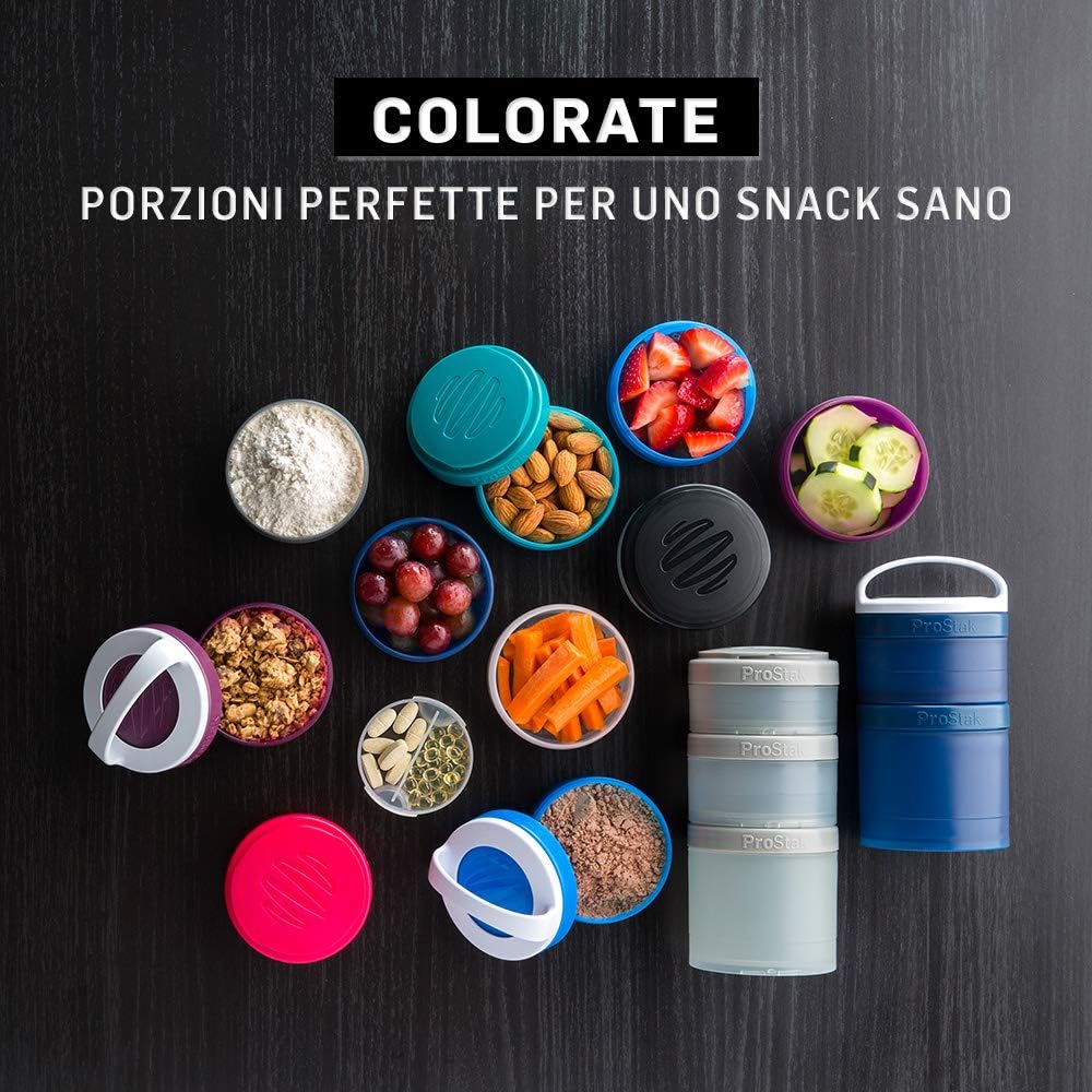 BlenderBottle ProStak Twist n' Lock Storage Jars Expansion 2-Pak with Pill Tray, All Black