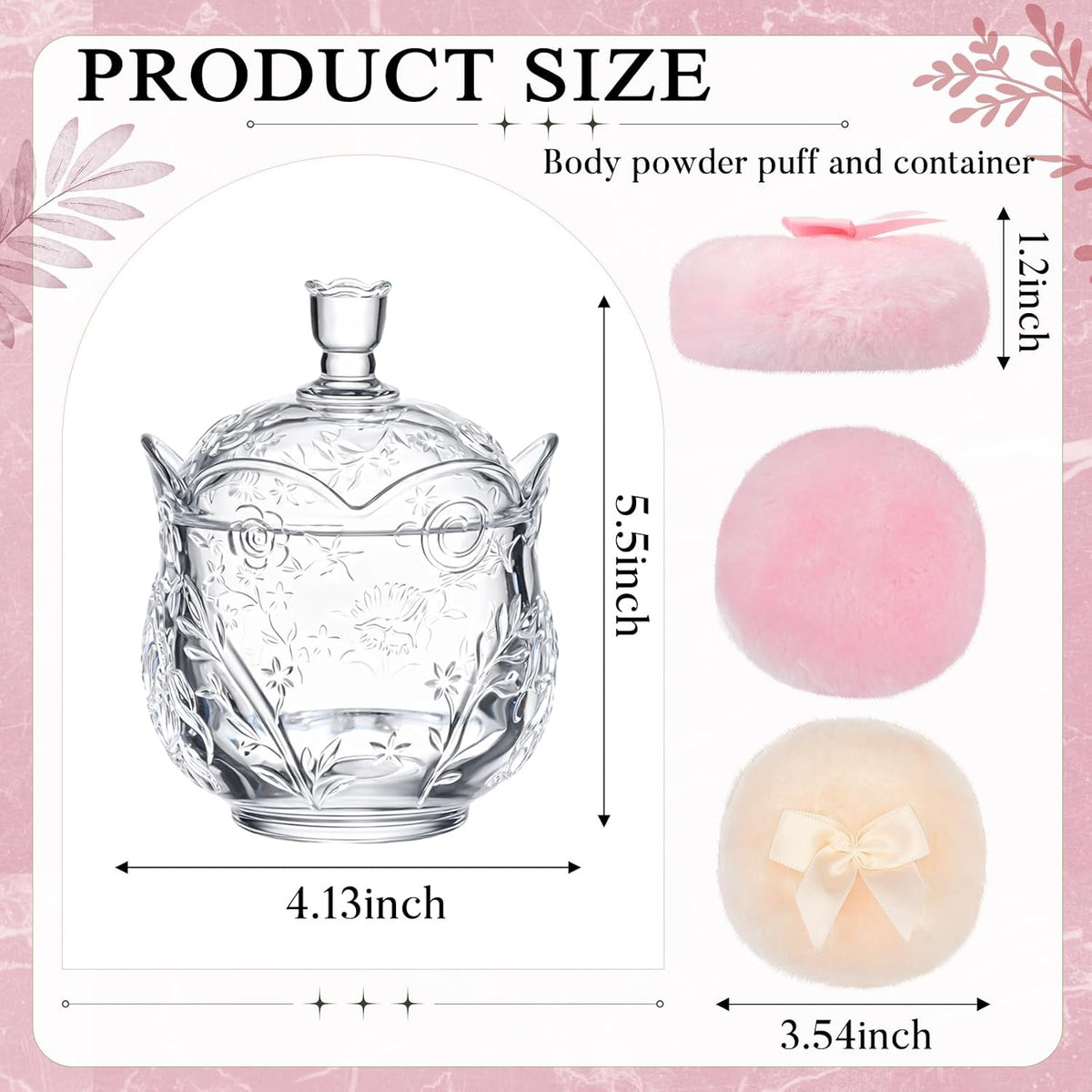 Tioncy 3 Pcs Large Body Powder Puff and Container Valentine's Day gift Powder Container with Puff Crystal Case Soft Washable Reusable Velour Face Body Glitter Wet Dry Makeup (Classic,Clear)