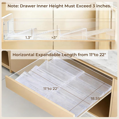 UFORU Acrylic Spice Drawer Organizer 4 Tier(4 Packs), Expandable from 11" to 22" Seasoning Organizer Tray for Kitchen - Clear Tiered Spice Rack for Drawer, No Assembly Required(Jars Not Included)