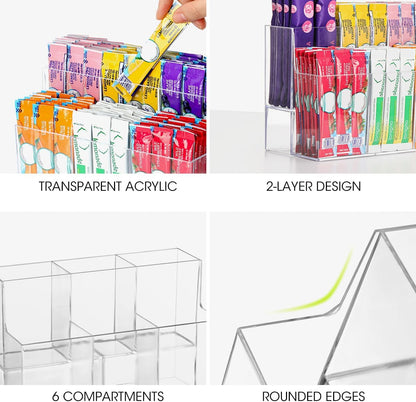 AIEVE Drink Packet Organizer, 2-Tier Water Flavor Packet Holder for Pantry Storage, Acrylic Drink Mix Organizer Hydration Powdered Mixes Holder Container for Cabinet Kitchen Storage