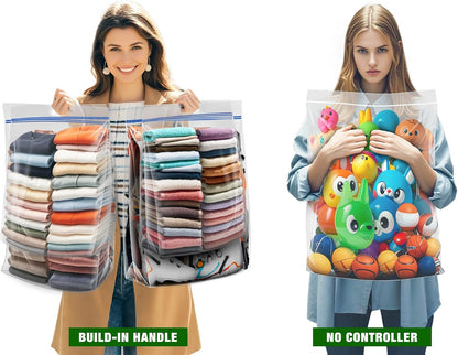 25 Gallon Jumbo Storage Bags, 3.5 Mil Thick Clear Plastic Zipper Bags with Handles, 35" x 24" Extra Large XL Heavy Duty for Home, Travel, and Moving (5 Packs)