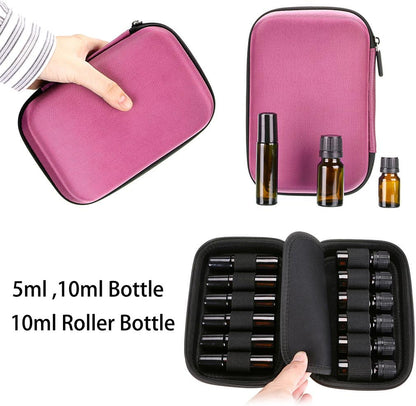 Hipiwe Hard Shell Essential Oil Carrying Case Holds 12 Bottles (Can hold 5ml, 10ml, &10ml Rollers) Travel Size Essential Oils Bag Organizer Perfect for Essential Oils Bottle (Purple)