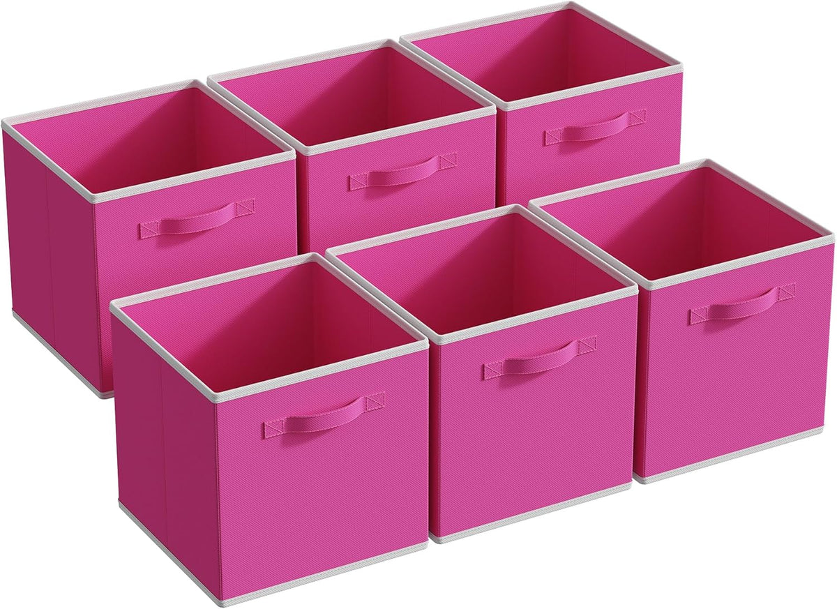 MAX Houser Fabric Storage Bins Cubes Baskets Containers with Dual Plastic Handles for Home Closet Bedroom Drawers Organizers, Flodable, Blue, Set of 4