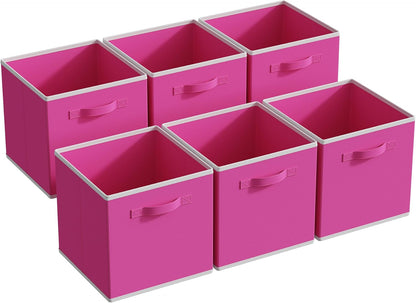 MAX Houser Fabric Storage Bins Cubes Baskets Containers with Dual Plastic Handles for Home Closet Bedroom Drawers Organizers, Flodable, Blue, Set of 4