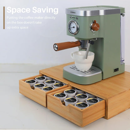 HTB K Cup Holder Compatible with K Cups,Coffee Pod Holder Holds Up 30 Cups,K Cup Organizer Storage Drawer (Wood-b)
