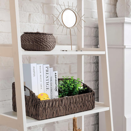 Rattan Storage Baskets, Handwoven Wicker Storage Bins with Built-in Handles, Storage Container Baskets for Shelves, Bedroom, Bathroom, Laundry Room or Kitchen(Natural)
