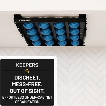 COFFEEKEEPERS KEEPERS Under Cabinet K Cup Holder with Swing-Down Access – Space-Saving Coffee Pod Holder and K Cup Organizer for 24 Pods – Steel Coffee Pod Organizer with Easy DIY Installation