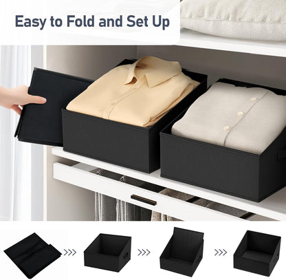 DIMJ Closet Storage Bins - Fabric Storage Baskets for Shelves, Collapsible Closet Organizers and Storage with Handles, Trapezoid Shelf Organization Storage Cubes for Purse, Toys, Books, Towel, Socks