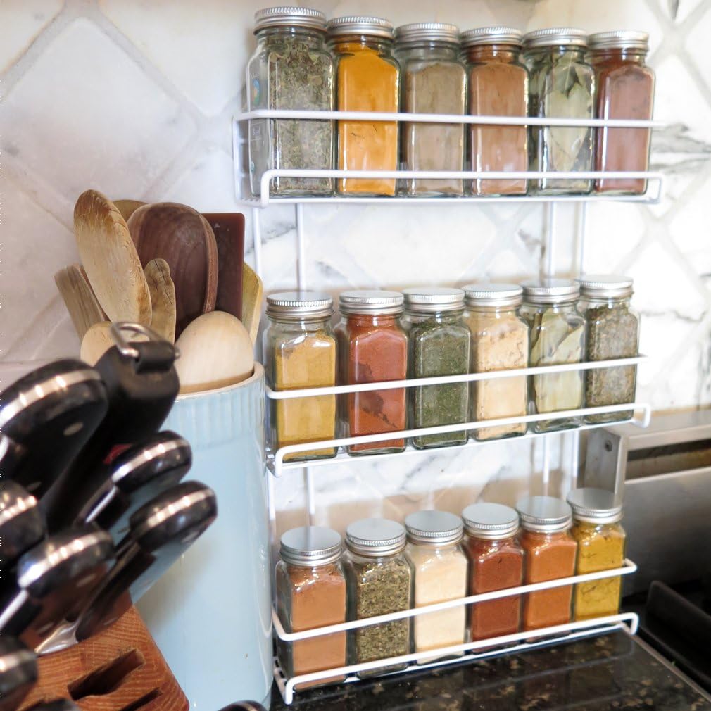 Evelots Over the Door Pantry Spice Rack Organizer -6 Tier -Holds up to 54 Spices- Adjustable Metal Baskets for Kitchen, Bathroom Storage & Organization (White) No Tool Easy Install