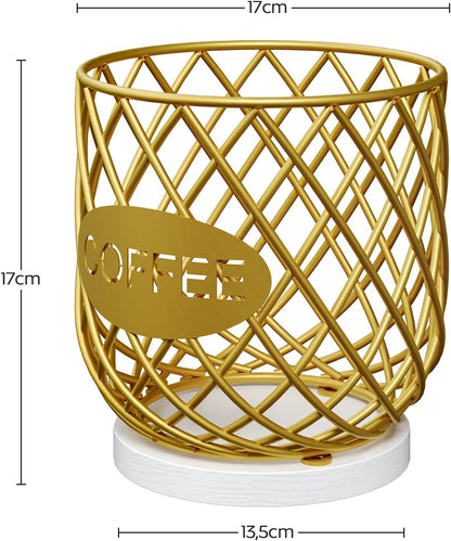 YATINEY Coffee Pod Holder Organizer, Holder for K Cup, Large Capacity Coffee Pod Basket, Versatile Coffee Capsule Storage Organizer, for Kitchen Countertop, Rustic Brown KH09BR