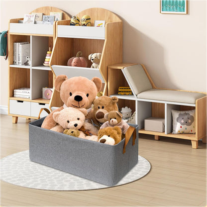 SNWDN Closet Cloth Storage Bins for Shelves, Medium Storage Baskets for Shelves, Fabric Bins for Closet organization with Handles（ Gray 15''L x 10''W x 8''H）