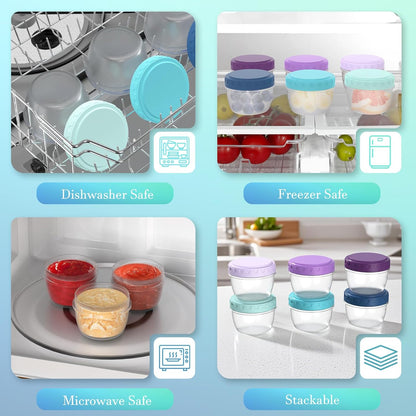 Snack Pack Containers for Kids, Reusable Snack Containers with Lids, 2 Compartment Small Bento Snack Box, BPA-Free, Lunchbox Accessories for Travel