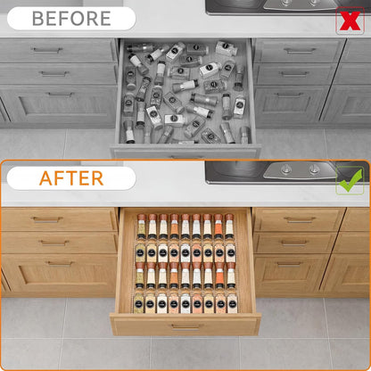 LETGO 8 Pack Adjustable Spice Rack for Drawer- Expandable From 11" to 22" Expandable Spice Drawer Organizer 4 Tiers Acrylic Seasoning Organizer Rack,Clear Spice Rack Tray for Spices,Condiment (8)