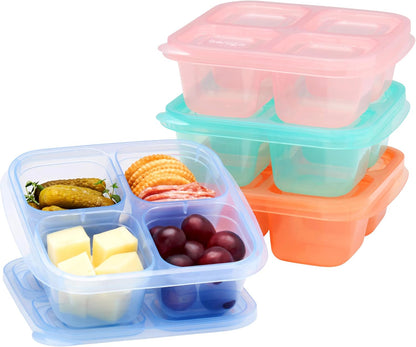 Bentgo Easyboxes 4-Compartment Snack Containers - 8-Piece Set with 4 Trays & 4 Custom-Fit Lids to Seal in Freshness - Reusable Food Storage & Meal Prep Bento BPA-Free Containers (Brights 4-Pack)