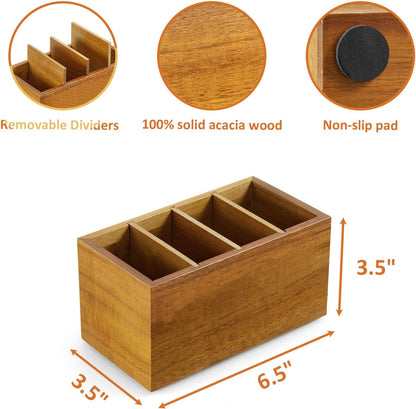 Drink Packet Organizer, Wood Water Flavor Packet Holder with Dividers, Drink Mix Organizer for Drink Station, Kitchen Pantry Organization