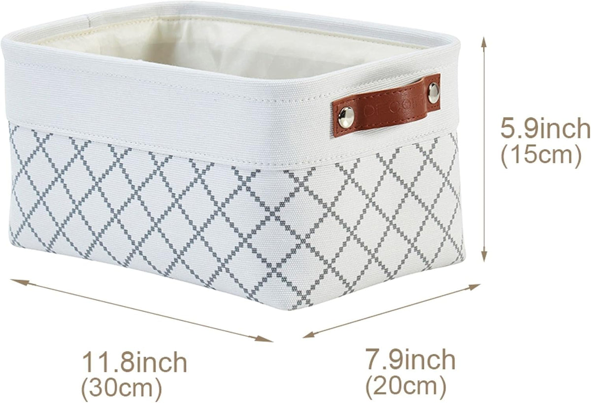 DECOMOMO Storage Bins, Large Fabric Storage Baskets for Shelves, Decorative Linen Closet Organizer, 15 x 11 x 9.5 inches (Beige & White, 3 Pack)