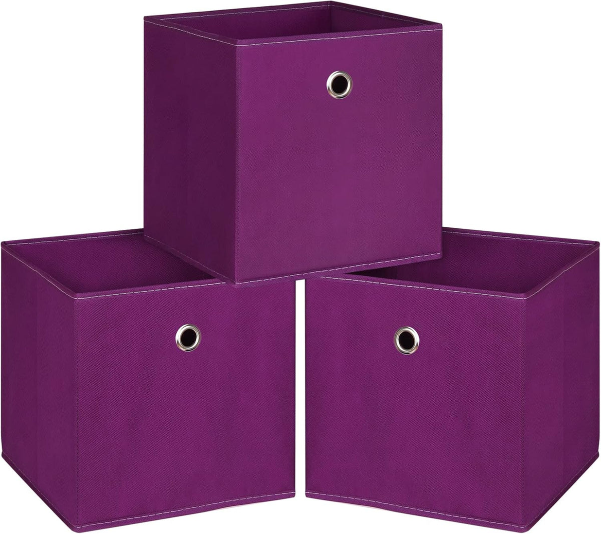 Black Foldable Storage Cubes Bins ,11 Inch Cloth Storage Cube Fabric Storage Box Cubes Organizer Baskets with Handles for Home Organizer Set of 3 (Black)