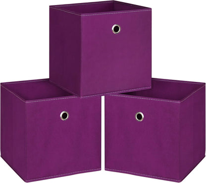 Black Foldable Storage Cubes Bins ,11 Inch Cloth Storage Cube Fabric Storage Box Cubes Organizer Baskets with Handles for Home Organizer Set of 3 (Black)