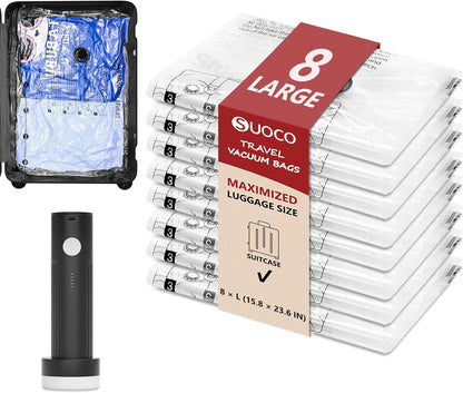 Travel Vacuum Bags for Clothing with Rechargeable Electric Pump, Compression Packing Cubes Organizer Storage for Luggage Suitcase, Space Saver Seal Bags for Vacation Cruise, 18 Combo