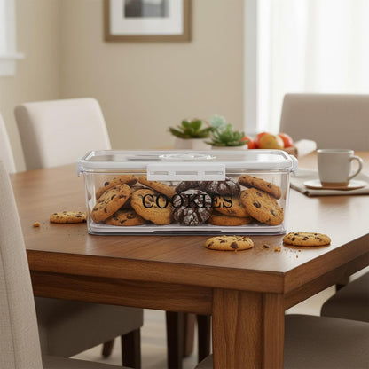 Cookie Jar with Airtight Lid,Bread Box for Kitchen Countertop,Time Recording Bread Storage Container, BPA-Free Plastic Containers for Cookies, Homemade Bread, Toast, Bagel, Donut