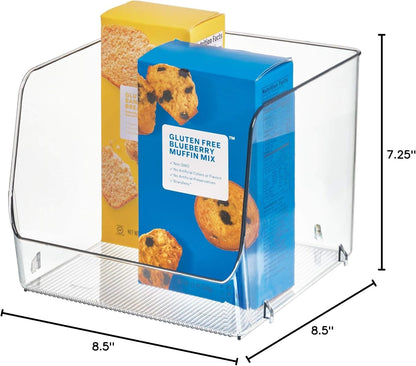 iDesign Linus Stacking Organizer Bins for Kitchen, Pantry, Office, Bathroom, Extra Large-Clear