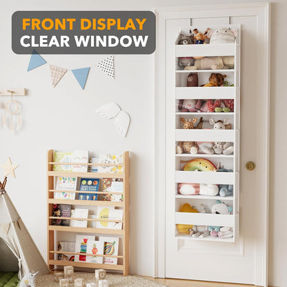SpaceAid Over The Door Organizer with 5 Large Pockets and 10 Mesh Side Pockets, 5 Layers Door Organizer Hanging with Clear Window for Bedroom, Bathroom, Pantry and Nursery, Gray