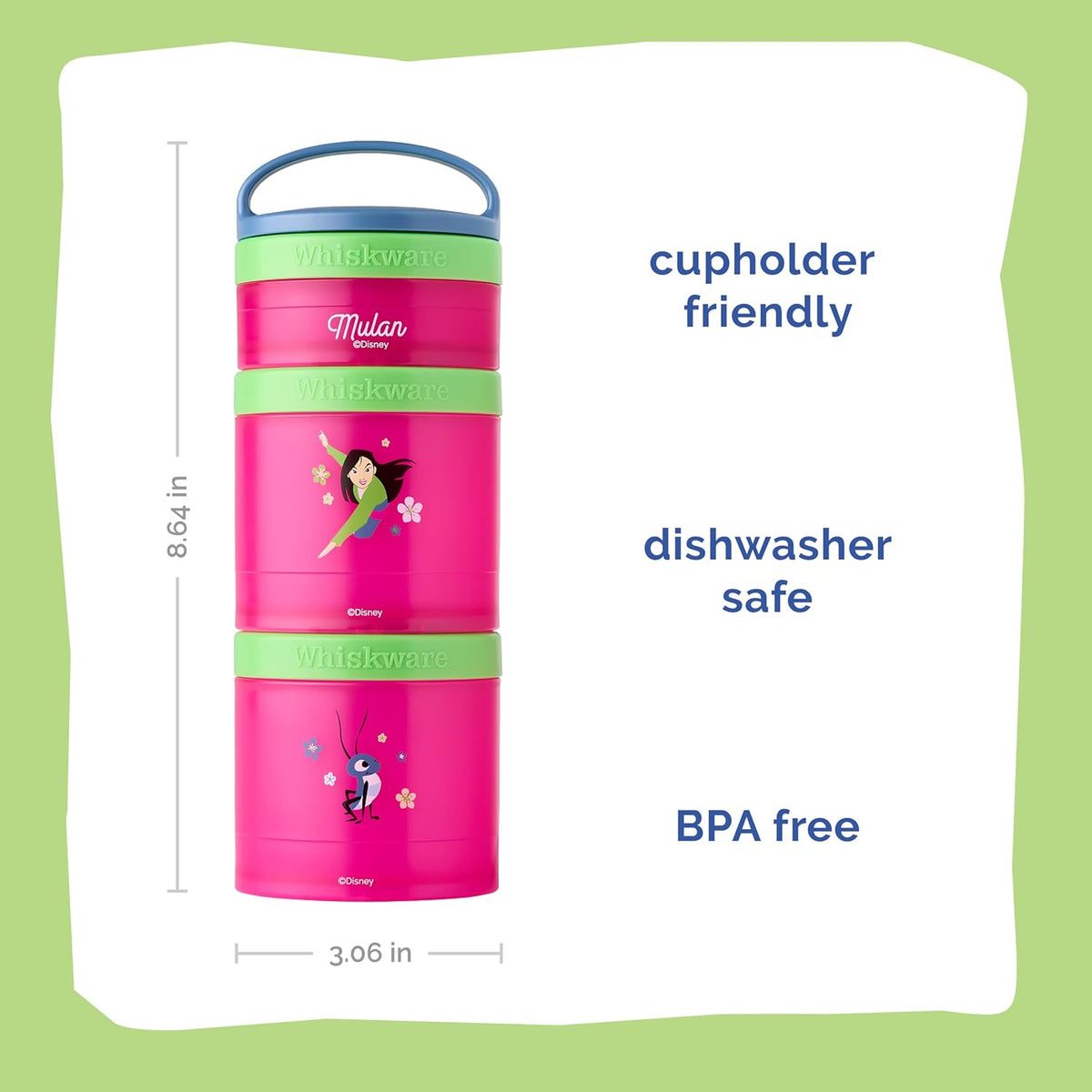 Whiskware Bluey Stackable Snack Containers for Babies, Toddlers, and Kids, 3 Stackable Snack Cups for School and Travel, Cupholder Friendly, Bluey and Bingo! Let’s Do This!