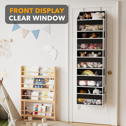 SpaceAid Over The Door Organizer with 5 Large Pockets and 10 Mesh Side Pockets, 5 Layers Door Organizer Hanging with Clear Window for Bedroom, Bathroom, Pantry and Nursery, Gray
