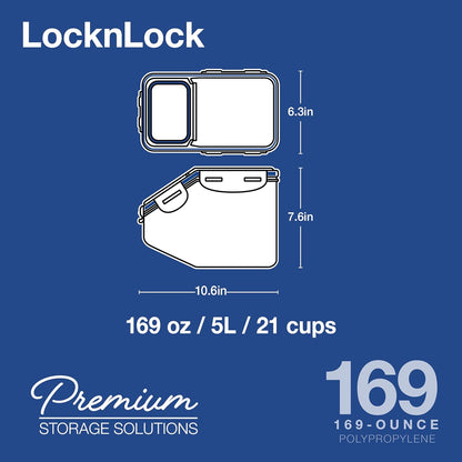 LOCK & LOCK Easy Essentials Food lids (flip-top) / Pantry Storage/Airtight containers, BPA Free, top-16.5 Cup-for Cereal, Clear