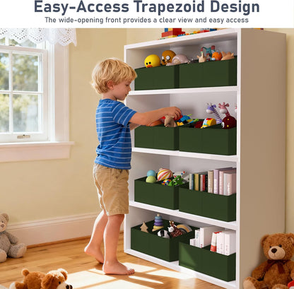 DIMJ Closet Storage Bins - Fabric Storage Baskets for Shelves, Collapsible Closet Organizers and Storage with Handles, Trapezoid Shelf Organization Storage Cubes for Purse, Toys, Books, Towel, Socks