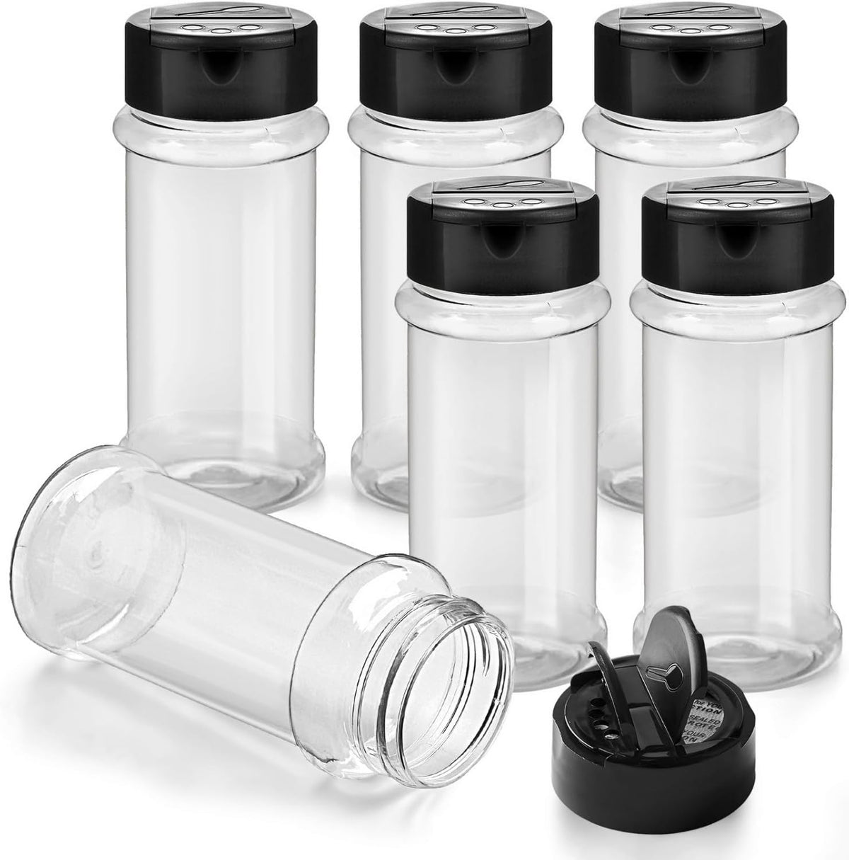 TUZAZO 16 Oz Spice Bottles Plastic Seasoning Containers, 6 PACK Large Plastic Spice Jars with Shaker Lids Empty for Spice & Herbs, Powders, Glitters, BPA Free | Wide Mouth | Dual Flip Tops