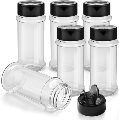 TUZAZO 16 Oz Spice Bottles Plastic Seasoning Containers, 6 PACK Large Plastic Spice Jars with Shaker Lids Empty for Spice & Herbs, Powders, Glitters, BPA Free | Wide Mouth | Dual Flip Tops