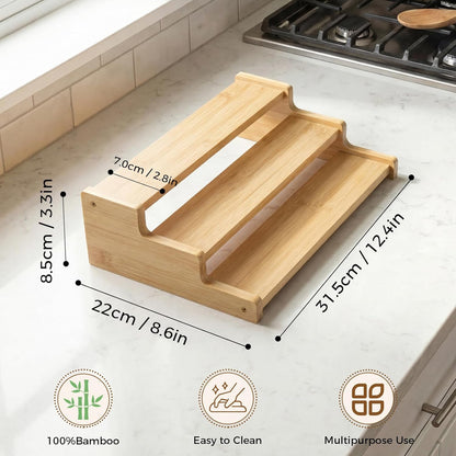 Spice Rack Organizer for Cabinet, 18in Bamboo Tiered Spice Rack，Used for Kitchen Countertops and Food Storage Room Organizer，Specially Designed for Jars and Spice Bottles(Bamboo, L)