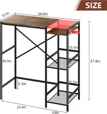 Yuyetuyo Mini Fridge Stand with Storage Shelves, Wine Cabinet, Microwave Stand, Coffee Bar, TV Stand, Bakers Rack, Beverage Refrigerator Table Adjustable for Dorm Apartment Kitchen Rustic Brown