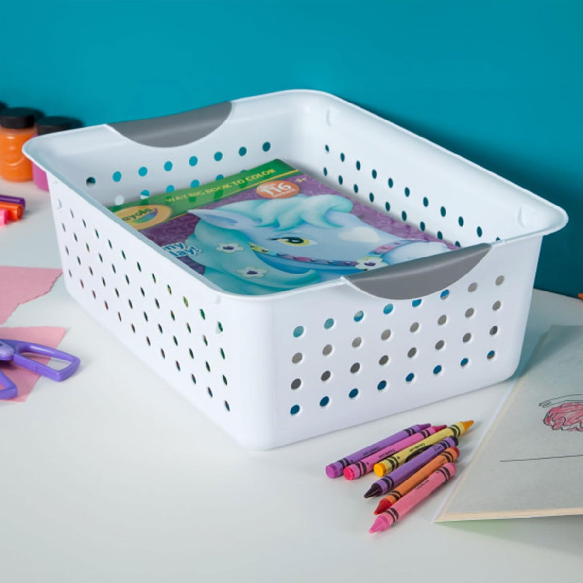 Sterilite 6-Pack Deep Ultra Basket, Open Top Plastic Storage Organizer, White - Classic Baskets for Organizing Countertops, Pantry Shelves, Kitchen Cabinets, Laundry Rooms or Home Offices