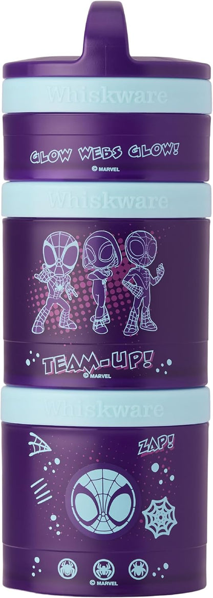 Whiskware Bluey Stackable Snack Containers for Babies, Toddlers, and Kids, 3 Stackable Snack Cups for School and Travel, Cupholder Friendly, Bluey and Bingo! Let’s Do This!