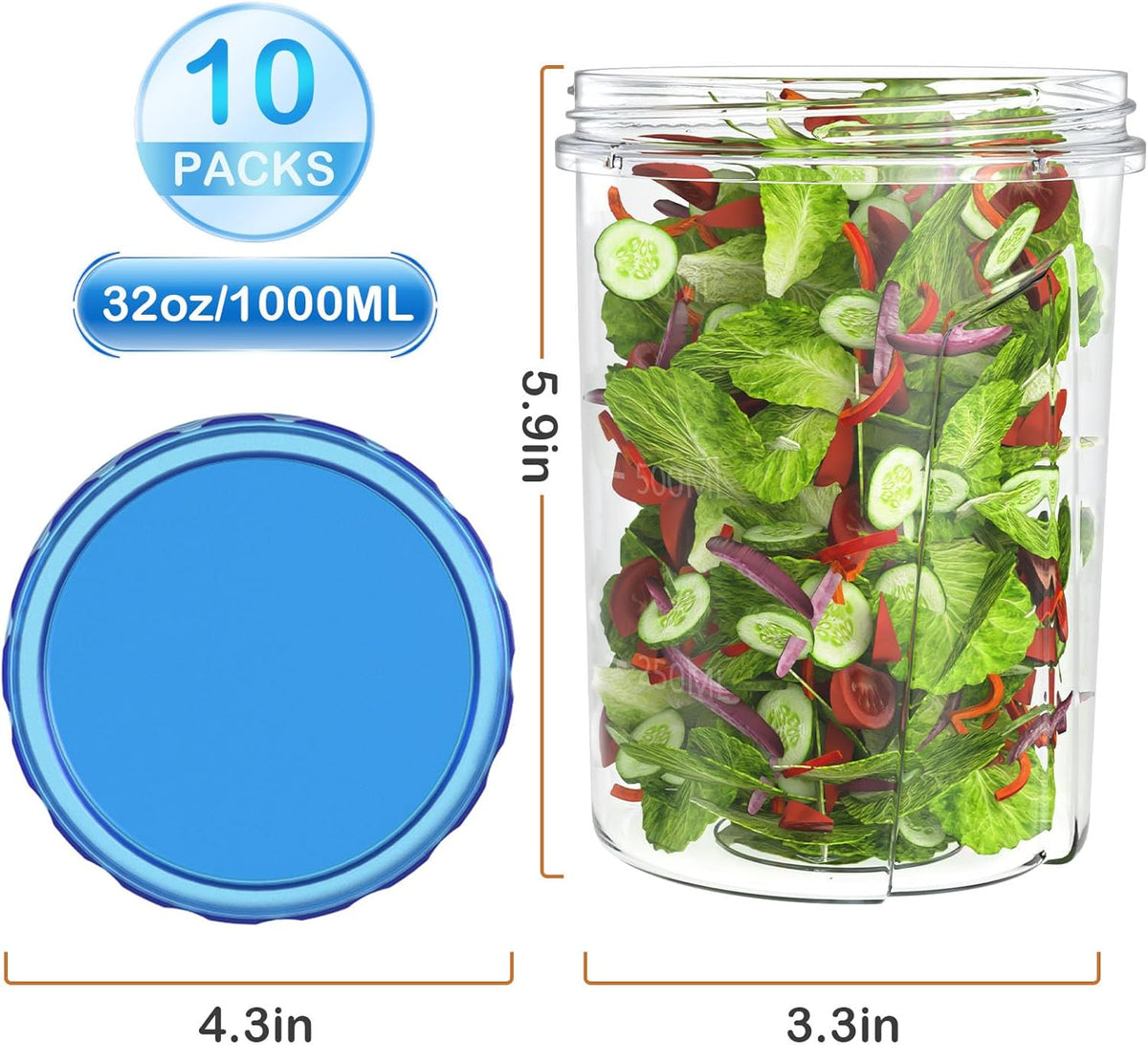Freezer Storage Containers, [-16 Oz] Airtight Plastic Food Storage Containers with Twist Top Lids, Soup, Meal Prep Containers | BPA Free | Stackable | Leakproof | Microwave/Dishwasher Safe