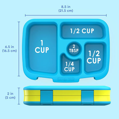 Bentgo Kids Bento-Style 5-Compartment Leak-Proof Lunch Box - Ideal Portion Sizes for Ages 3 to 7 - Durable, Drop-Proof, Dishwasher Safe, PFAS & BPA-Free & Made with Food-Safe Materials (Blue)