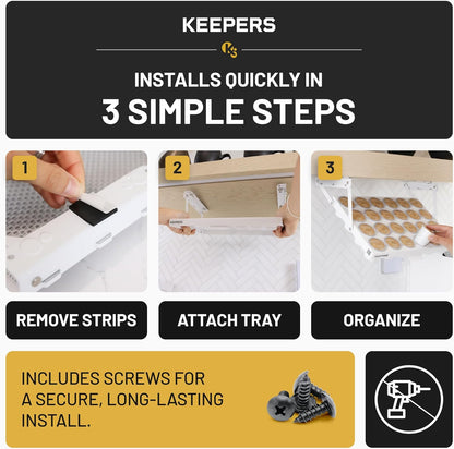 COFFEEKEEPERS KEEPERS Under Cabinet K Cup Holder with Swing-Down Access – Space-Saving Coffee Pod Holder and K Cup Organizer for 24 Pods – Steel Coffee Pod Organizer with Easy DIY Installation