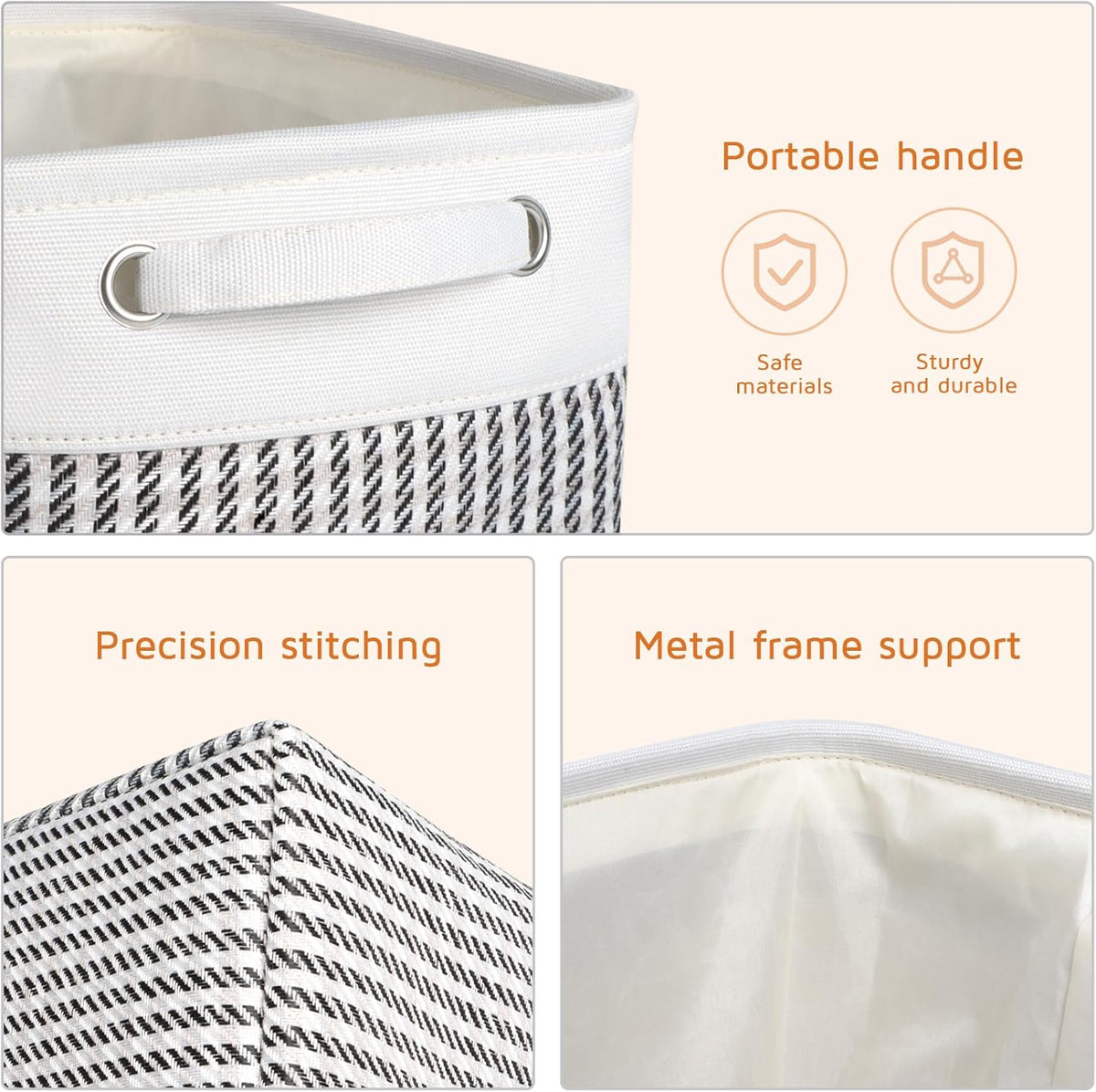 Foldable Storage Bin Collapsible Basket 12" x 10" x 9.5" Cube Storage Organizer Bins with Dual Carry Handles for Home Closet Shelves Drawers Organizer, Set of 3, Grey