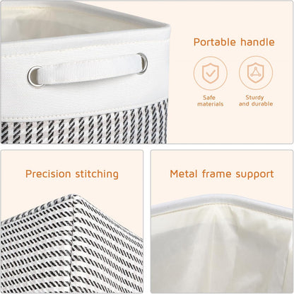 Foldable Storage Bin Collapsible Basket 12" x 10" x 9.5" Cube Storage Organizer Bins with Dual Carry Handles for Home Closet Shelves Drawers Organizer, Set of 3, Grey