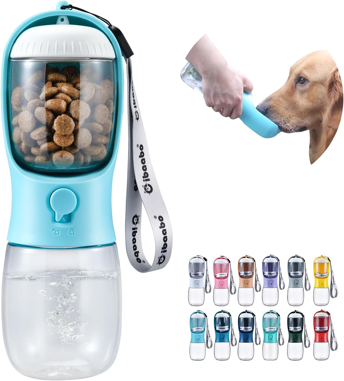 Cibaabo Dog Water Bottle with Food Container, Travel Puppy Water Bowl, Portable Pet Dispenser, Girl Dog Mom Gifts Accessories Stuff Essentials Necessities for Yorkie Chihuahua Cat Walking and Hiking