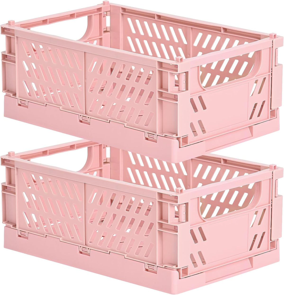 HUUSMOT 6-Pack Small Pastel Plastic Storage Baskets, Collapsible Crates for Organizing, Space-Saving Mini Bins for Classroom, Kitchen, Office, Bedroom (5.9" x 3.8" x 2.2")
