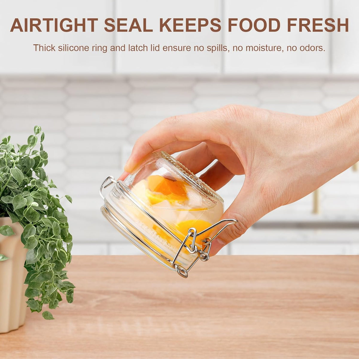 17oz Airtight Glass Jars, 6 Pack Clamp Lid Canisters, Small Food Storage Containers for Spices, Nuts, Snacks, Canning Jar for Jams & Pickling, Pantry Organization