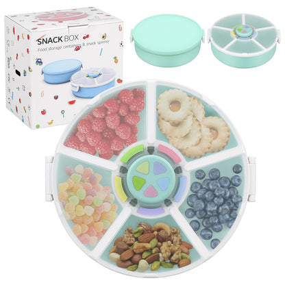 Pawtong Snack Rotator Container Reusable Snack Box with 5 Compartment Dispenser and Lid, Color Matching Opening Lid, BPA and PVC Free, for Home, School, Travel (Purple)