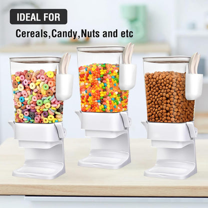 Cereal Dispenser Countertop With Bowls and Spoons Cereal Containers Storage for Pantry Snack Organizer Dry Food Storage Container with Lid for Kitchen Organization Oatmeal Nut Granola（1pcs White）